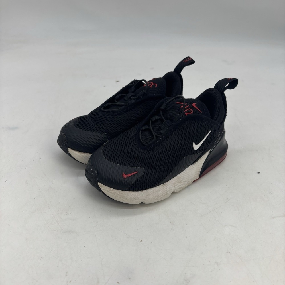 Nike Air Max 270 Shoes Size 9C TD Black Slip On Lace Up Casual